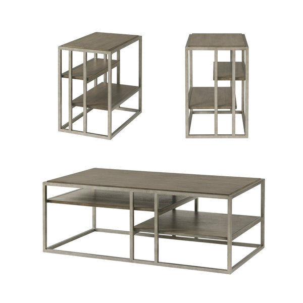 English Elm Padena Acacia Wood and Metal 3 Piece Living Room Coffee Table Set with Storage Shelves T2574S00164