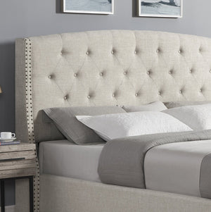 English Elm Astral Tufted Wingback Platform Bed Set with Nailhead Trim and Two Nightstands T2574S00167