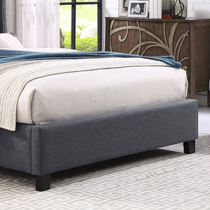 English Elm Nantarre Wingback Upholstered Queen Bed Linen Fabric Tufted Headboard Nailhead Trim T2574S00169