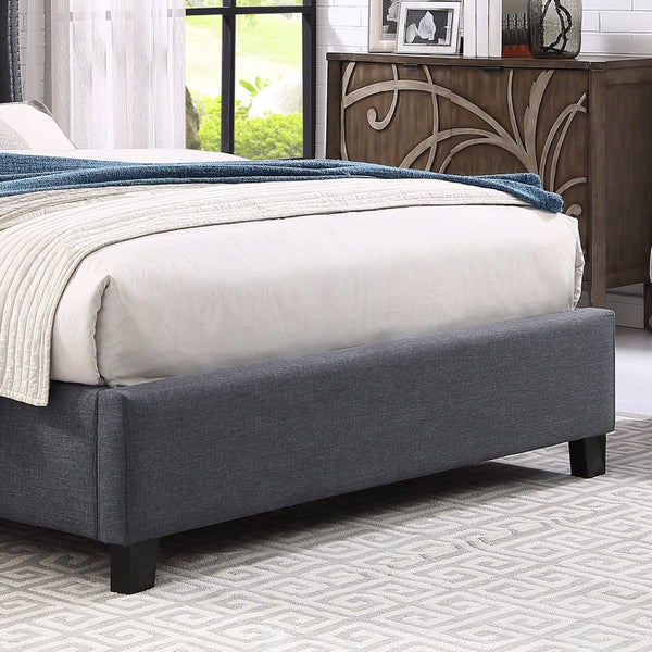 English Elm Nantarre Wingback Upholstered Queen Bed Linen Fabric Tufted Headboard Nailhead Trim T2574S00169