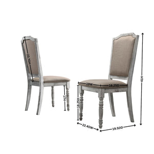 English Elm Iris Round Pedestal Farmhouse Dining Set with Upholstered Chairs Weathered Finish T2574S00179