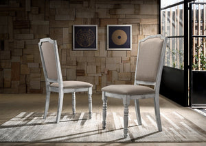 English Elm Iris Round Pedestal Farmhouse Dining Set with Upholstered Chairs Weathered Finish T2574S00179