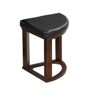 English Elm Cylina Round Glass Top Solid Wood Dining Set with 4 Bonded Leather Nesting Stools T2574S00182