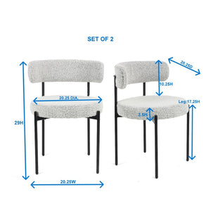 English Elm Durban Round Trestle Dining Set Seating Four with Boucle Upholstered Chairs T2574S00185