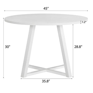 English Elm Durban Round Trestle Dining Set Seating Four with Boucle Upholstered Chairs T2574S00185