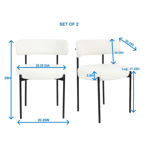 English Elm Durban Round Trestle Dining Set Seats Four with Boucle Upholstered Accent Chairs T2574S00186
