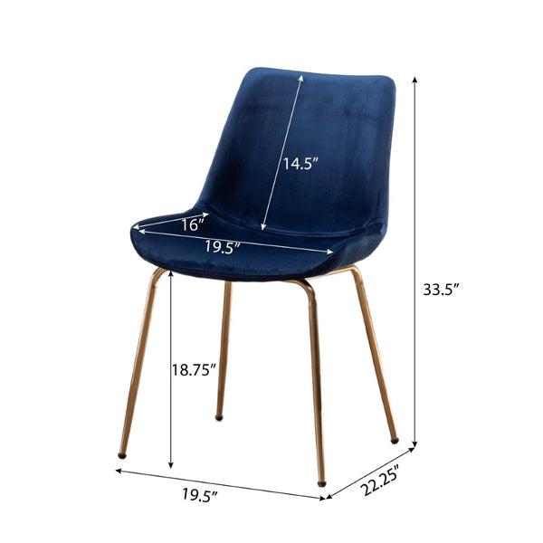 English Elm Avant Round Trestle Dining Set Velvet Chairs with Gold Frames for Modern Kitchens White+Blue T2574S00187