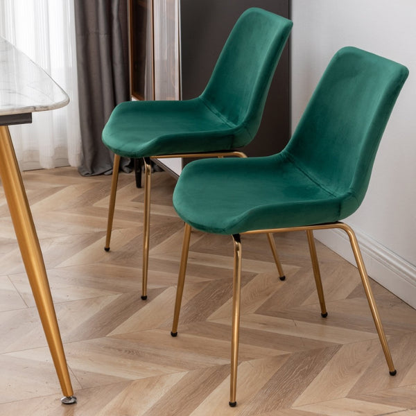 English Elm Avant Round Trestle Dining Set Seats Four with Boucle Chairs and Gold Metal Frames White+Green T2574S00193