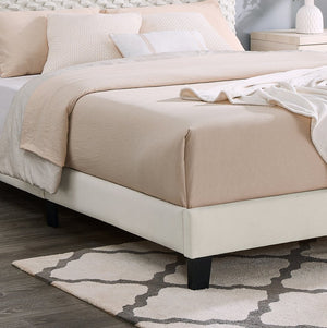 English Elm Findlay Full Platform Bed and Nightstand Set Upholstered in Soft White Dove Fabric T2574S00195