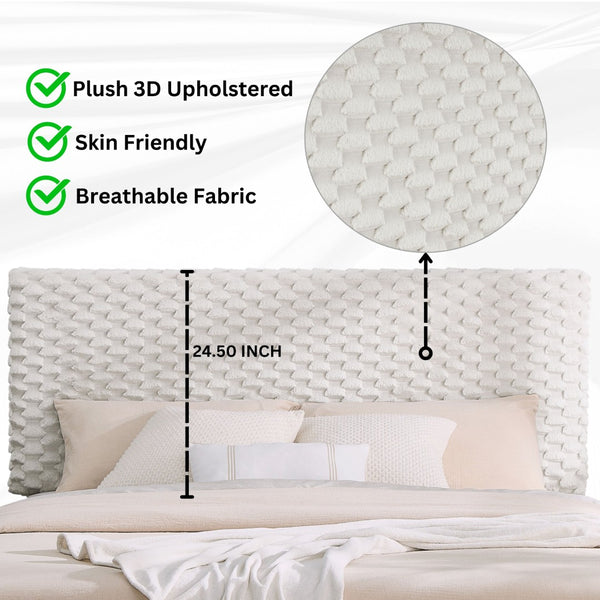 English Elm Findlay Full Platform Bed and Nightstand Set Upholstered in Soft White Dove Fabric T2574S00195