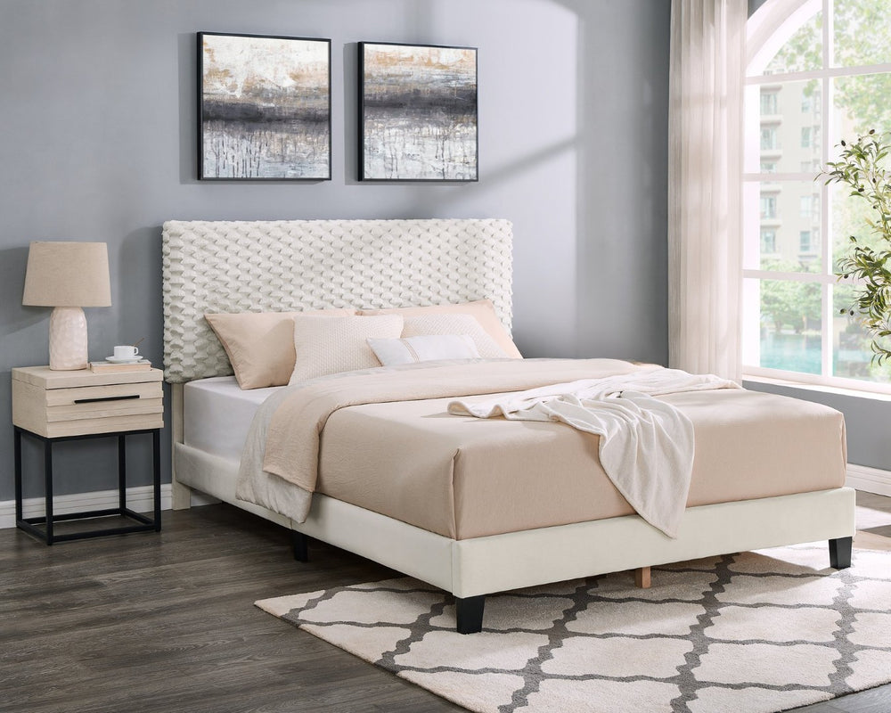 English Elm Findlay Queen Platform Bed and Nightstand Set Upholstered Foam Padded Modern Bedroom T2574S00196