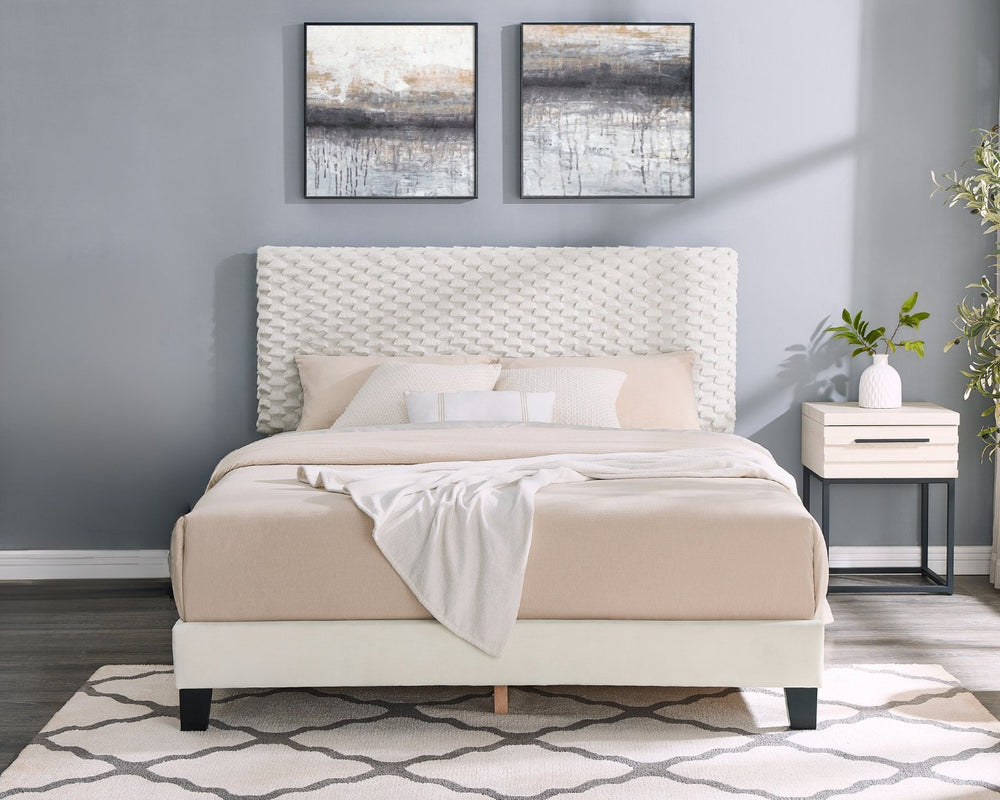 English Elm Findlay Queen Platform Bed and Nightstand Set Upholstered Foam Padded Modern Bedroom T2574S00196