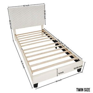 English Elm Findlay Twin Platform Bed and Nightstand Set Soft Upholstered Headboard Modern Bedroom T2574S00197