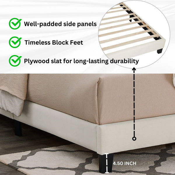 English Elm Findlay Full Platform Bed Set with Upholstered Headboard and Two Wood Nightstands T2574S00198