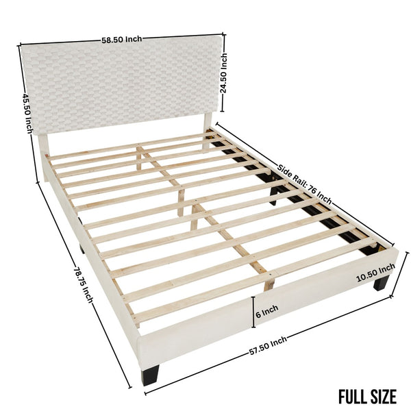 English Elm Findlay Full Platform Bed Set with Upholstered Headboard and Two Wood Nightstands T2574S00198
