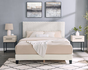 English Elm Findlay Queen Bedroom Set Upholstered Platform Bed with Two Wood Nightstands T2574S00199