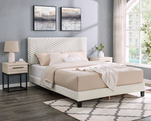English Elm Findlay Queen Bedroom Set Upholstered Platform Bed with Two Wood Nightstands T2574S00199