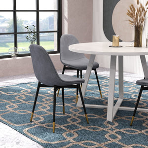English Elm Evatt 5 Piece Round Dining Set Velvet Chairs Trestle Base Wood Grain Top Seats 4 Gray T2574S00217