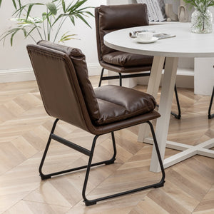 English Elm Innes Round Dining Set Seats Four with Trestle Table and Faux Leather Upholstered Chairs Antique Brown T2574S00220
