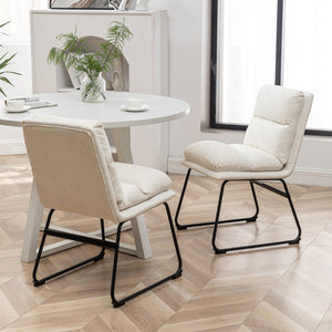 English Elm Innes Round Dining Set Seats Four with Trestle Table and Faux Leather Upholstered Chairs Vanilla White T2574S00221
