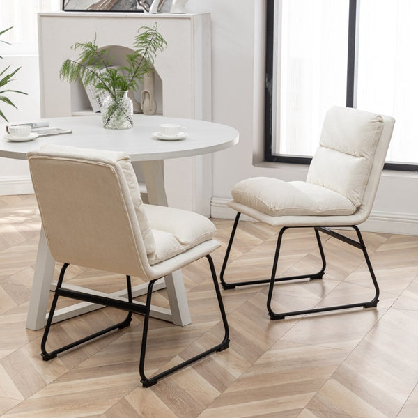 English Elm Innes Round Dining Set Seats Four with Trestle Table and Faux Leather Upholstered Chairs Vanilla White T2574S00221