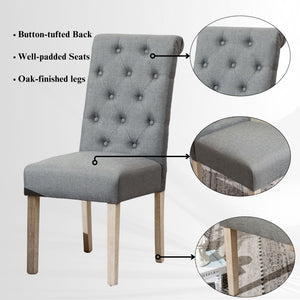 English Elm Banff Round Oak Veneer Dining Set with Cross-Buck Pedestal and Tufted Parsons Chairs Gray T2574S00224
