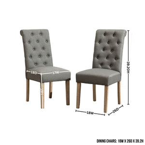English Elm Banff Round Oak Veneer Dining Set with Cross-Buck Pedestal and Tufted Parsons Chairs Gray T2574S00224