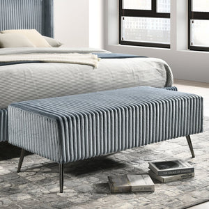 English Elm Mavela Corduroy Wingback Queen Bedroom Set with Nightstands and Upholstered Bench Blue T2574S00236