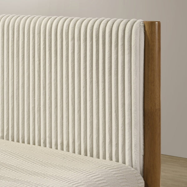 English Elm Vichy Queen Platform Bed Corduroy Headboard Rubberwood Frame Modern Bedroom T2574S00242