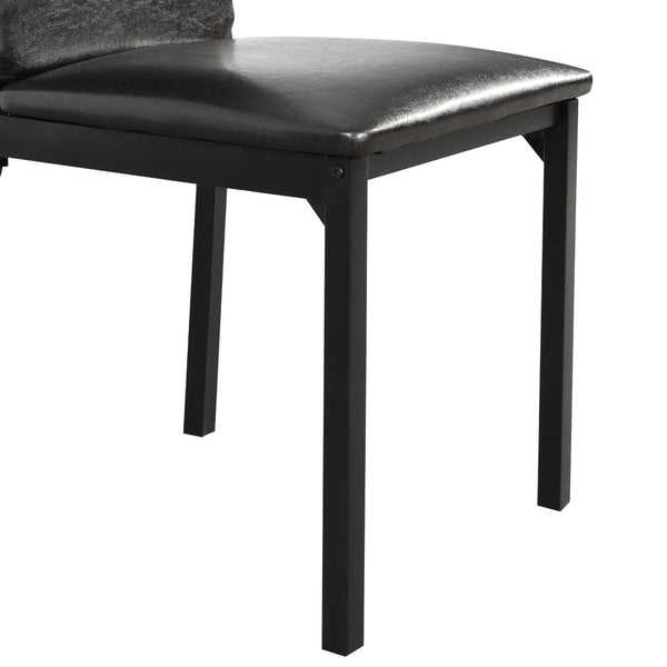 English Elm Citico 5 Piece Metal Dining Set Faux Marble Table Vinyl Upholstered Cafe Chairs White+Black T2574S00254