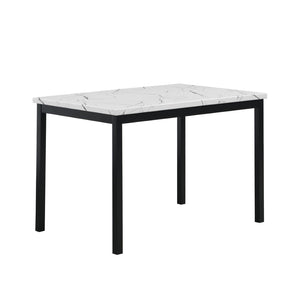 English Elm Citico 5 Piece Metal Dining Set Faux Marble Table Vinyl Upholstered Cafe Chairs White+Black T2574S00254