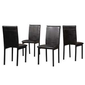 English Elm Citico 5 Piece Metal Dining Set Faux Marble Table Vinyl Upholstered Cafe Chairs White+Black T2574S00254