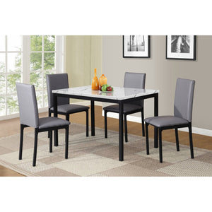 English Elm Citico 5 Piece Metal Dining Set Faux Marble Table Vinyl Upholstered Cafe Chairs T2574S00255