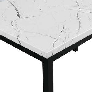 English Elm Citico 5 Piece Metal Dining Set Faux Marble Table Vinyl Upholstered Cafe Chairs White+Red T2574S00256