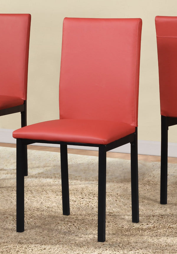 English Elm Citico 5 Piece Metal Dining Set Faux Marble Table Vinyl Upholstered Cafe Chairs White+Red T2574S00256