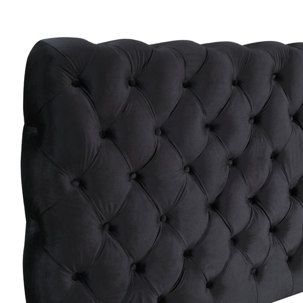 English Elm Apoera King Bed Diamond Tufted Velvet Headboard with Rubberwood Bun Feet Bedroom T2574S00264