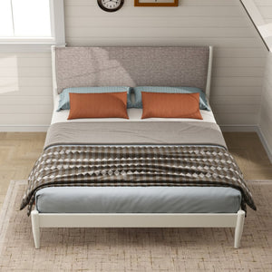 English Elm Feeney Upholstered Platform Queen Bed Rubberwood Frame Padded Headboard Modern T2574S00265