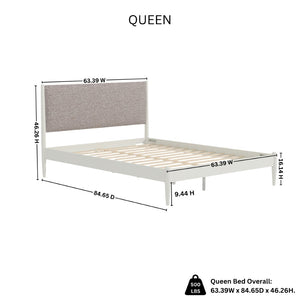 English Elm Feeney Upholstered Platform Queen Bed Rubberwood Frame Padded Headboard Modern T2574S00265