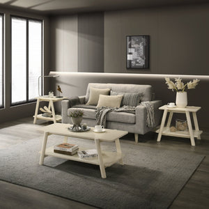 English Elm Metz Mid-century Modern 3 Piece Coffee and End Table Set with Open Shelf Storage T2574S00269