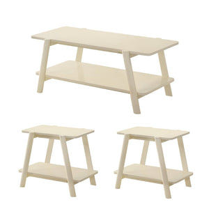 English Elm Metz Mid-century Modern 3 Piece Coffee and End Table Set with Open Shelf Storage T2574S00269