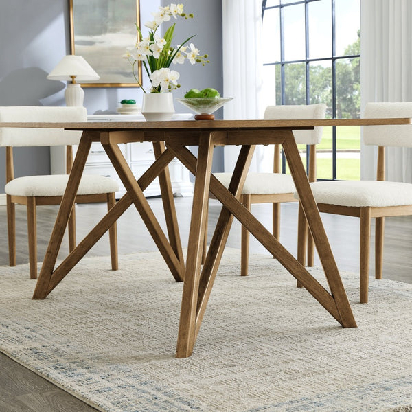 English Elm Avery 5 Piece Light Oak Dining Set with Tripod Base and Upholstered Side Chairs T2574S00271