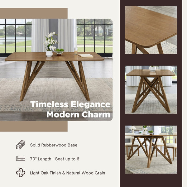 English Elm Avery 5 Piece Light Oak Dining Set with Tripod Base and Upholstered Side Chairs T2574S00271