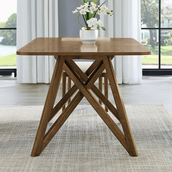 English Elm Avery 5 Piece Light Oak Dining Set with Tripod Base and Upholstered Side Chairs T2574S00271