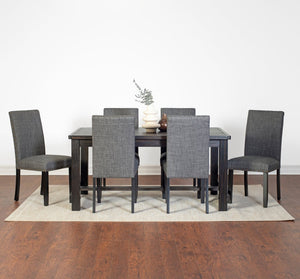 English Elm Muzzi 7 Piece Rectangular Dining Set Solid Wood Table with Nailhead Upholstered Chairs Gray T2574S00276