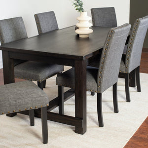 English Elm Muzzi 7 Piece Rectangular Dining Set Solid Wood Table with Nailhead Upholstered Chairs Gray T2574S00276