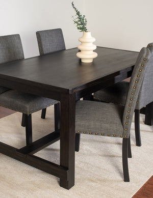 English Elm Muzzi 7 Piece Rectangular Dining Set Solid Wood Table with Nailhead Upholstered Chairs Gray T2574S00276