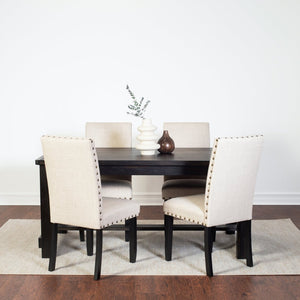 English Elm Muzzi 7 Piece Rectangular Dining Set Solid Wood Table with Nailhead Upholstered Chairs Tan T2574S00277