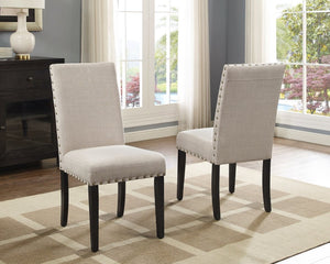 English Elm Muzzi 7 Piece Rectangular Dining Set Solid Wood Table with Nailhead Upholstered Chairs Tan T2574S00277