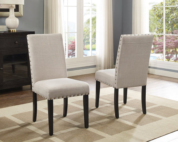 English Elm Muzzi 7 Piece Rectangular Dining Set Solid Wood Table with Nailhead Upholstered Chairs Tan T2574S00277