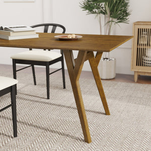 English Elm Lavin Walnut Rectangular Dining Set Seats Four with Curved Wishbone Chairs in Matte Black 4 Black Wishbone Chairs T2574S00281